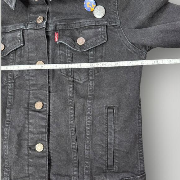 Levi's Women Slim Fit Original Trucker Jeans Jacket Inside Pockets Black sz S - Picture 12 of 12